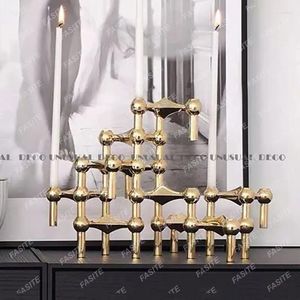 Kandelhouders Moderne Noordse luxe metaal Silver Gold Candlestick Decoration Office ornamenten centerpieces voor trouwtafels