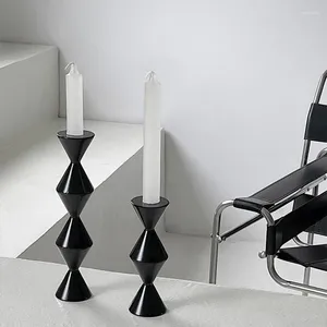 Candlers de style moderne en bois noir sans fin porte-colonne de table de table de table de géométrie simple Géométrie à la maison