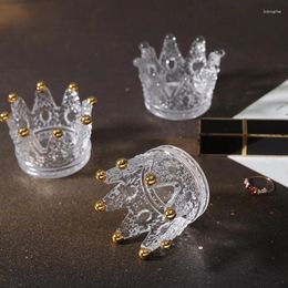 Partes de velas Gafas de estilo moderno Corona dorada nórdica transparente pequeña mesa de decoración kerzenhalter