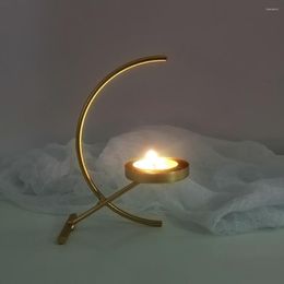 Kaarsenhouders maanvormige kandelaar teal licht messing decor bord voor thuis salontafel geschenken bruiloft