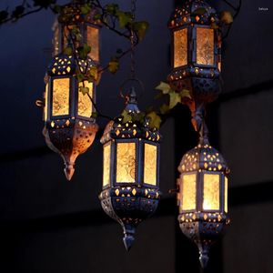 Bougeoirs Maroccain Lanterne suspendue Lanterne Retro Verre Verre Verre Verre Vente Décoration de mariage à la maison
