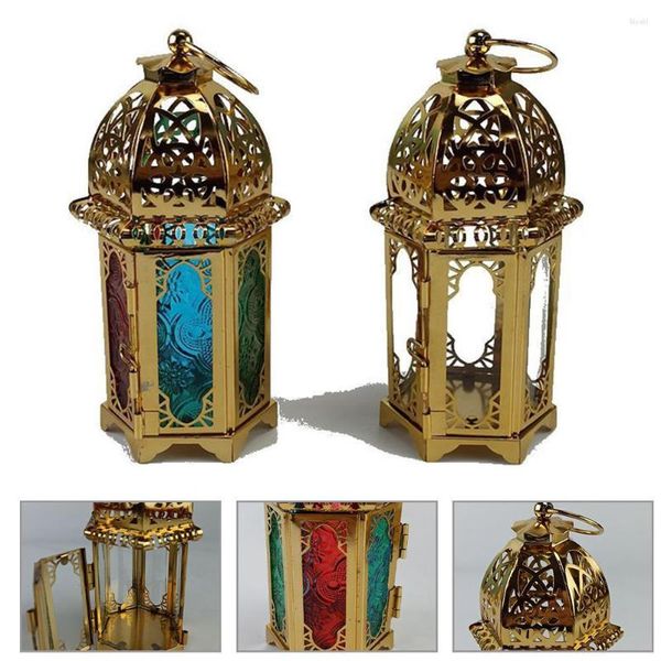 Bougeoirs marocains indiens, grandes lanternes en verre ton sur ton en fer, photophore Vintage, décoration de jardin de mariage, de maison