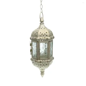 Bandlers titulaires marocains Metal Hollow Hanging porte-lampe de lanterne décorative avec des chaînes de 66 cm pour le décor de mariage de mariage