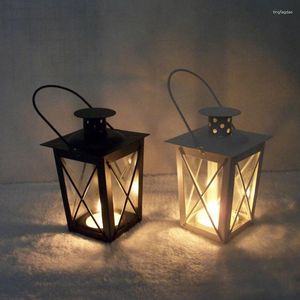 Soportes de velas Style Style Stand Lantern Iron Candlestick Antique Hanging Holder Light Romantic Home Decoración de bodas