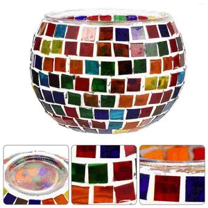 Bougeoirs en mosaïque, bougeoirs, tasses, pilier, tons de terre, support classique coloré, décor de Table à manger en verre