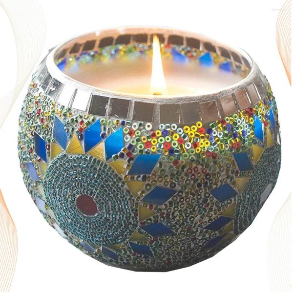 Soportes de velas Mosaica estilo central de té velas manuales de girasol stand soporte de vidrio hecho a mano