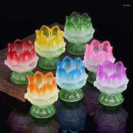 Soportes de velas Multicolor de lámpara de vidrio Copa budista en relieve