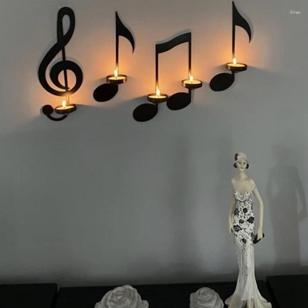 Candelabros Música Símbolos Titular Metal Único Estante Nota Decoración de pared Moda Musical Formas Arte