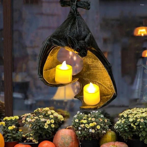 Bougeoirs Mystérieux Bat Mur Art Spooky Photophore Forme Réaliste Décor En Résine Écologique Pour Halloween