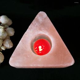 Candelabros de cristal de sal Mineral del Himalaya Natural, candelabro triangular de incienso, regalos de exhibición para el hogar