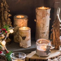 Kaarshouders Natuurlijke kofferbak Houten houder Desktop Kerstdecoratie Vakantiefeest Bruiloft Set Rekwisieten Stok