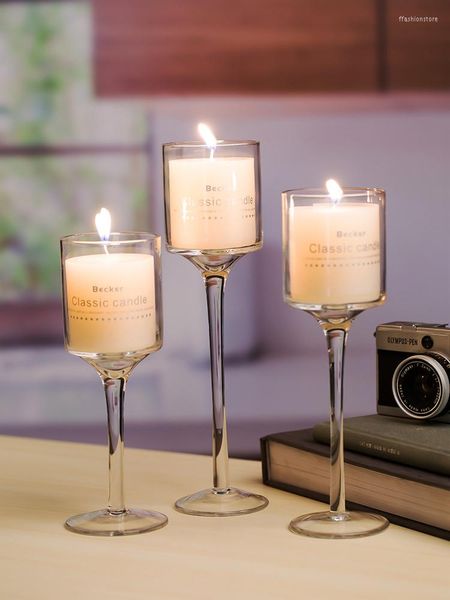 Candlers Nordic 3 PCS Glass Holder European Birthday Bougeoir en Verre Mariage Mariage Décoration Home