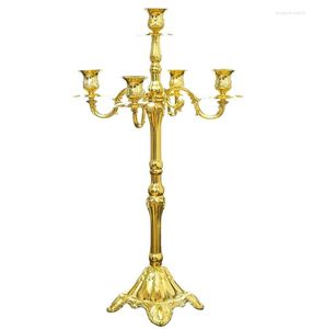 Kandelaars Noordse antieke gouden houder Tall Five Five Arm Candlestick Metal Vintage Home Decor Wedding Centerpieces Candelabra Gift FC367