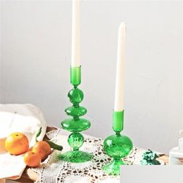 Candelabros Nordic Artist Style Candlestick Table Centerpieces Decoración de moda para diseñadores de casas Crystal Glass 211 Dr Dhvxg