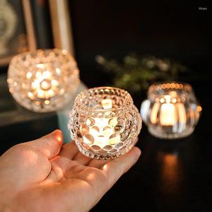 Kandelaars Noordse glas kandelaar Home Decoratie Kleine Tealight Holder accessoires Accessoires kaarslicht eettafel decor bruiloft cadeau