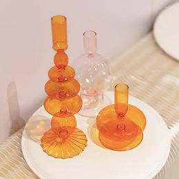 Candlers Nordic Glass Holder Home Decor Bandles Jar Creative Bougeoir Birthday Ornement Ornement en Verre Room Decoration