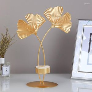 Kandelaars Nordic Gold Ginkgo Blad Kandelaar Woonkamer Decor Woondecoratie Accessoires Bruiloft Kaarsenst