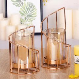 Candelas Nordic Golden Iron Ironer Spiral Geométrica Romántica Cristal Cup Decorations