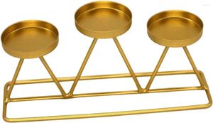 Candlers Nordic Holder 3 Heads Candelabra Tea Light Stand Candlestick for Party Weddin Golden