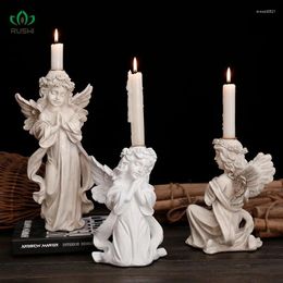 Bandlers Nordic Home Decoration Résine Cupidon Cupidon Migne Angel Candlestick Holder Wedding Celebration