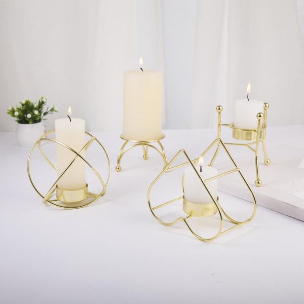 Bougeoirs Style nordique Ins créatif amour métal chandelier décoration fer Art or support maison table