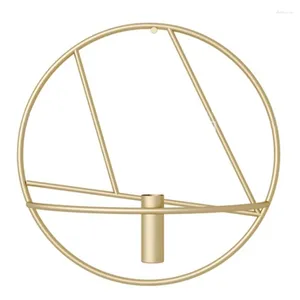 Kandelaars Nordic Iron Circle Holder Wandmontage 3D Metalen Kandelaar Geometrische Theelicht Ambachten Bruiloft Woondecoratie