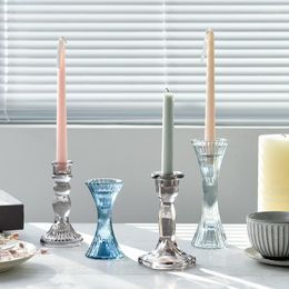 Portavelas Nordic Light Luxury Style Creative Transparent Glass Holder Props Home Restaurant Decor