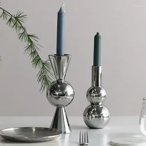 Kandelaars Noordse luxe zilveren kalebashouder Creative Candlestick Craft Home Decor Wedding Decoratie Ornament Furning Festival