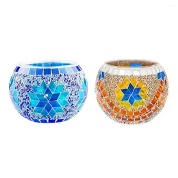Bougeoirs Nordic Mosaic Glass Holder Votive Tea Light Candlestick Candelabra Candelabrum Bandlederholder Jar Party Ornement