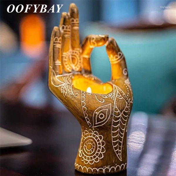 Candlers Nordic Resin Bergamot Holder Wedding Dining Table Candlelight Bouddha Hand Crafts Bandlestick Home Decoration Ornements