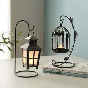 Candlers Nordic Retro Holder romantique Whitic Fer Leaf Bird Cage Decoration Creative Home Quality Life Life Amosphère