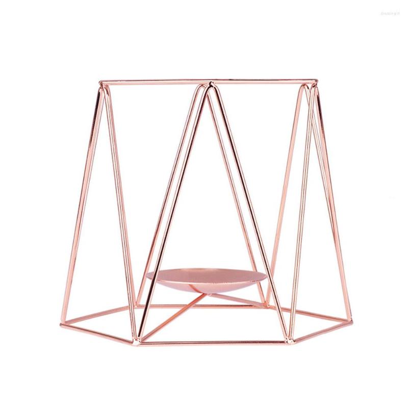 Candelabros nórdicos de oro rosa, candelabro de hierro, soporte de Metal minimalista, soporte de mesa de decoración navideña de lujo
