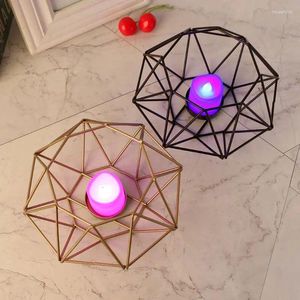 Kandelaars Noordse stijl 3d Octagon Geometric Metal Tea Light Candlestick Holder SCONCE HUWELIJKE HOME Decor