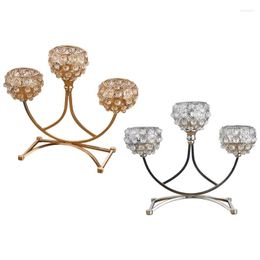 Bougeoirs de Style nordique, support en cristal, 3 tasses, chandelier en métal, pour mariage, anniversaire, décoration de Table à manger, cadeau