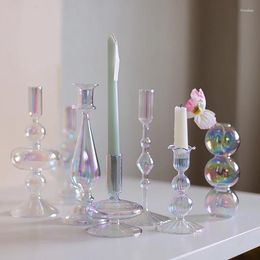 Candlers Nordic Style Glass Stick Stickder Vase coloré Cylindre transparent Cougies Borosilicate Bougies Chris Chris