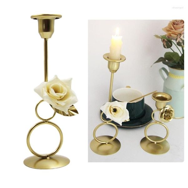 Candelabros de Metal de estilo nórdico, candelabro de flores de hierro forjado, soporte para el hogar, cena romántica, decoración de boda