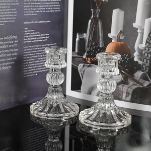 Kandelhouders Noordse stijl Retro Crystal Table Dinner Bruiloft Schietschieten Ins Ins Glass Romantische kaarslicht ornamenten