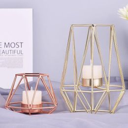 Bandlers Style Nordic Style Whited Iron Geometric Home Decoration Metal Holder Crafts Candlestick Candelabros