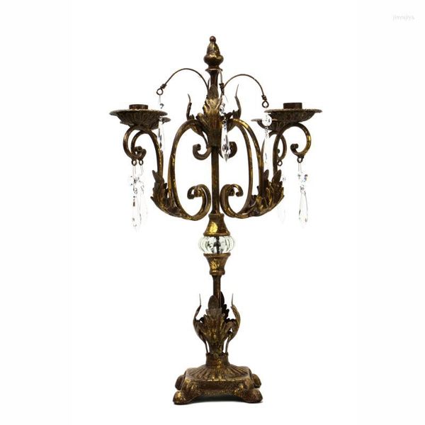 Bougeoirs nordique haut Antique chandelier rétro métal ornement 4 bras bougies décoration de la maison mariage centres de table FC415