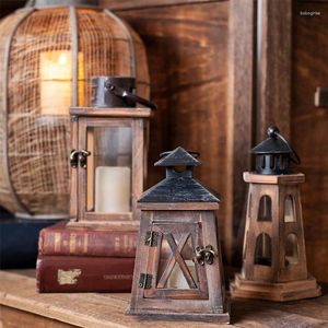 Candlers Nordic Wooden Candlestick Multi-style Wind Lampe Balcon Balcon Courte-Bulle