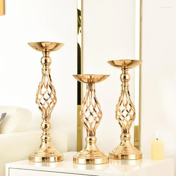 Candelabros que no se colapsan fácilmente, jarrón de hierro forjado, proceso de galvanoplastia, candelabro dorado y plateado, sin pintura descascarada, se desvanece