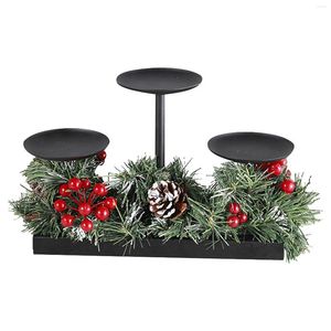 Bougeoirs Ornement Cheminée Table Pièce maîtresse Année Accueil Titulaire Fête 3 Bras Décor De Noël Métal Artificiel Baies Rouges