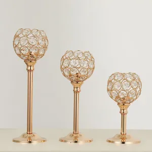 Bandlers Ornement Gift Party Supplies Pillar Craft Dîner romantique Dîner Gold Crystal Bowl Mariage Église Light Strlestick