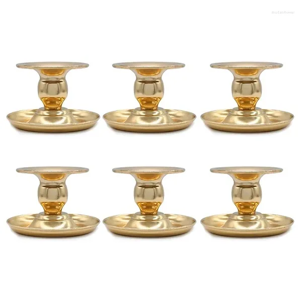 Bougeoirs paquet de 6 pièces maîtresses de bougeoir de pilier conique d'or pour la décoration de la maison/cadeaux d'anniversaire