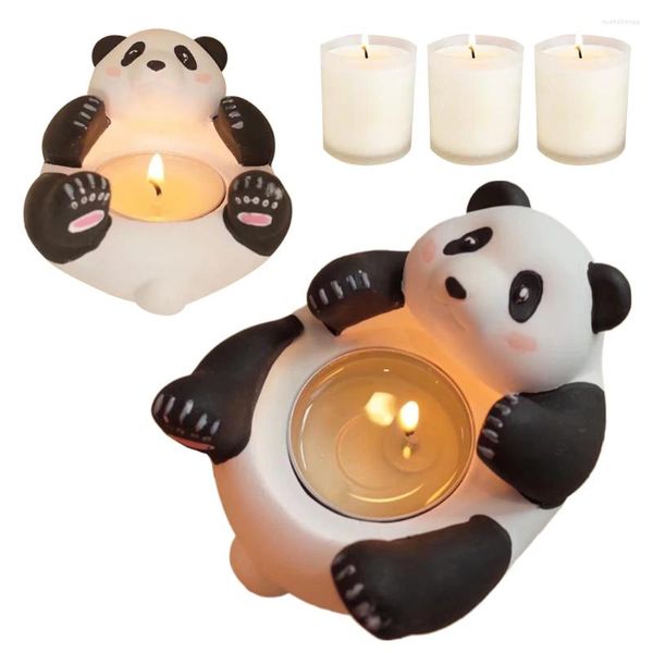 Candelabros Panda Holder Gypsum Lámpara de té de dibujos animados Mesa multifuncional Centro de mesa para decoración del hogar