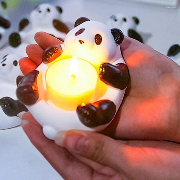 Candelabros Panda Holder Molde de silicona DIY Moldes hechos a mano para lindo candelabro 3D Tealight