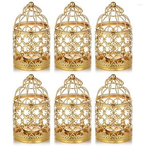 Bougeoirs fournitures de fête artisanat candélabre Vintage métal mariage ornement titulaire oiseau Cage thé lumière plaque chandelier