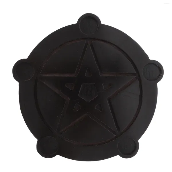 Portavelas Pentagrama Altar Placa Soporte Decoraciones Velas Negras Accesorios Sacrificio Titular Pentáculo Estrella Madera Vintage para el hogar