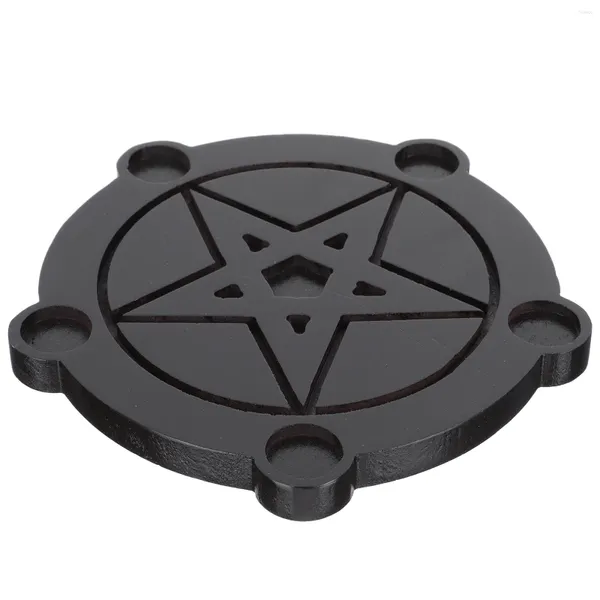 Bougeoirs pentagramme autel plaque support bougies chauffe-plat bases créatives Pentacle étoile plateau rond bois candélabres décors exquis