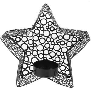 Portavelas Pentagrama Candelero Decoraciones de mesa de comedor para la ceremonia Base Titular de hierro forjado Vintage Tealight Metal Ornamento